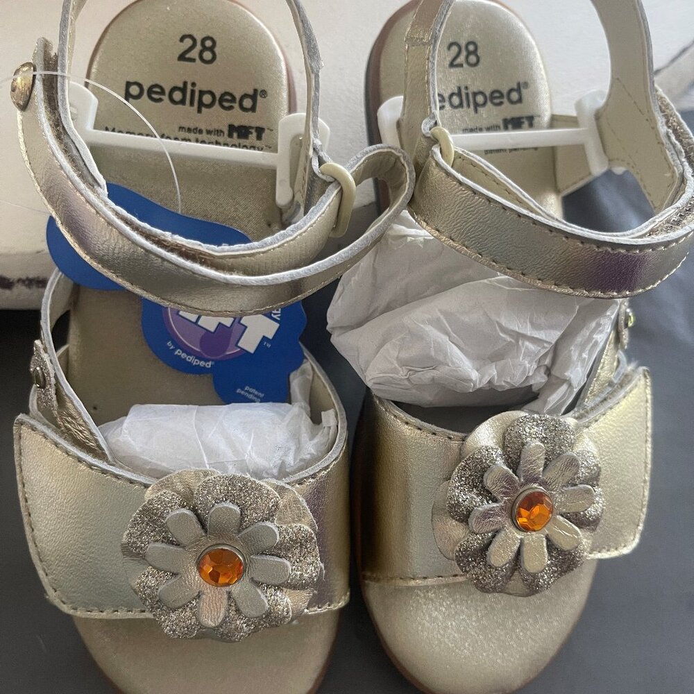 pediped girl's crystal gold sandals
